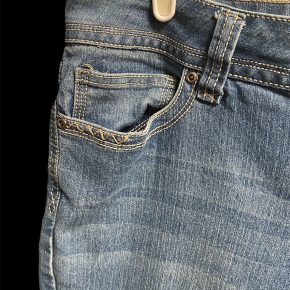 Lane Bryant Blue Denim Jeans Slim Boot High Rise Size 20 Embellished Pockets - Picture 5 of 7